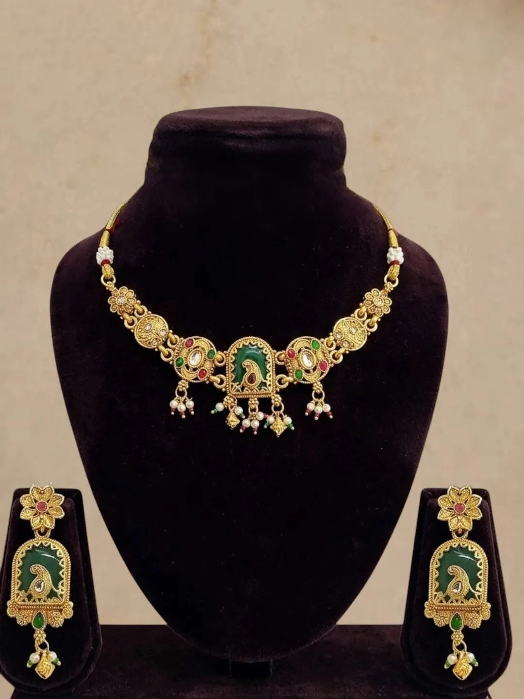 Gold Plated Bird Motif Heritage Choker Set