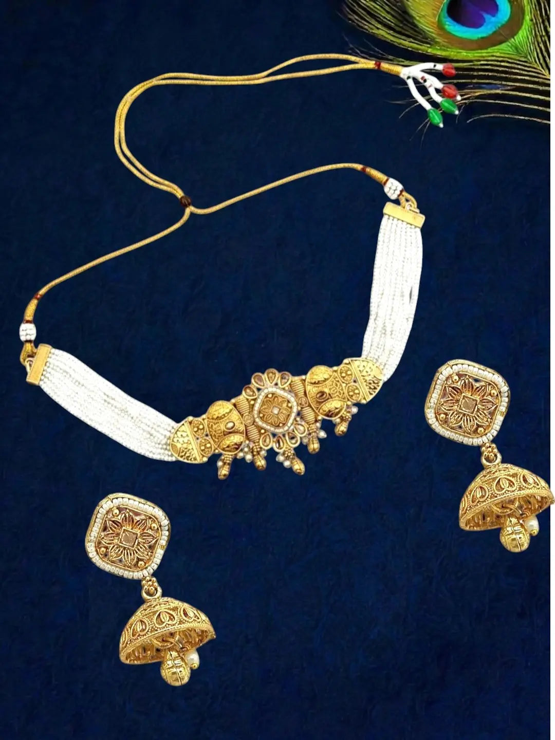 Gold Plated Elegant Beaded Choker Set