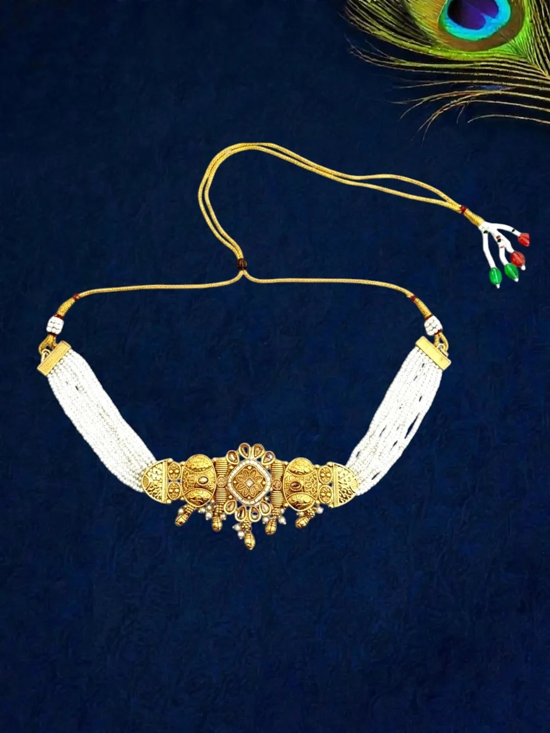 Gold Plated Elegant Beaded Choker Set