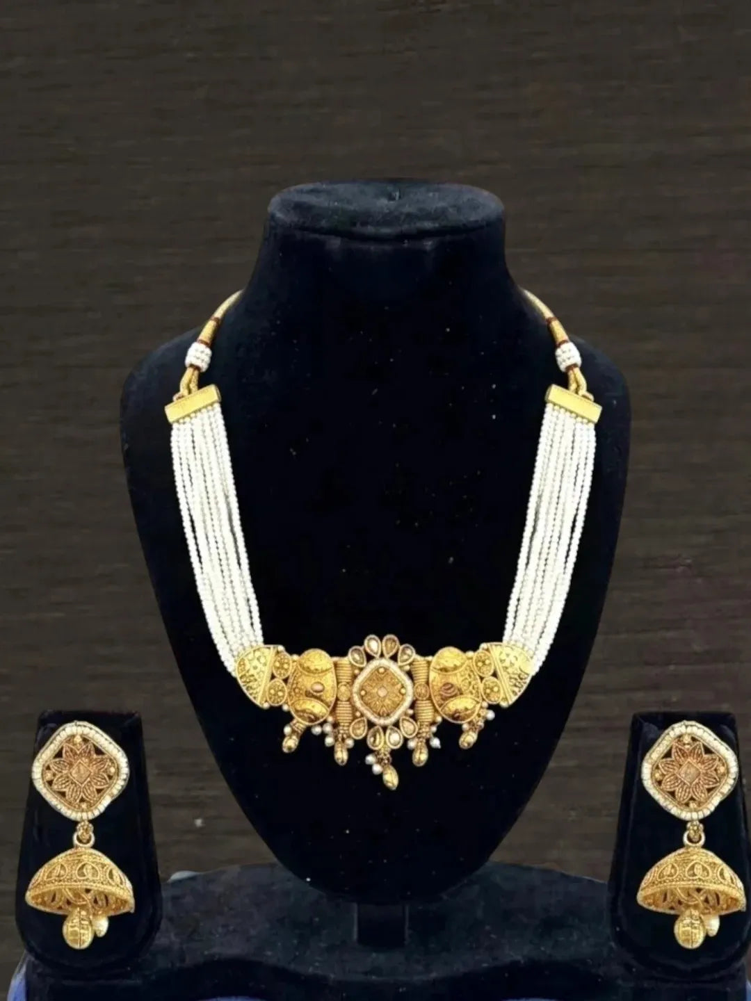 Gold Plated Elegant Beaded Choker Set