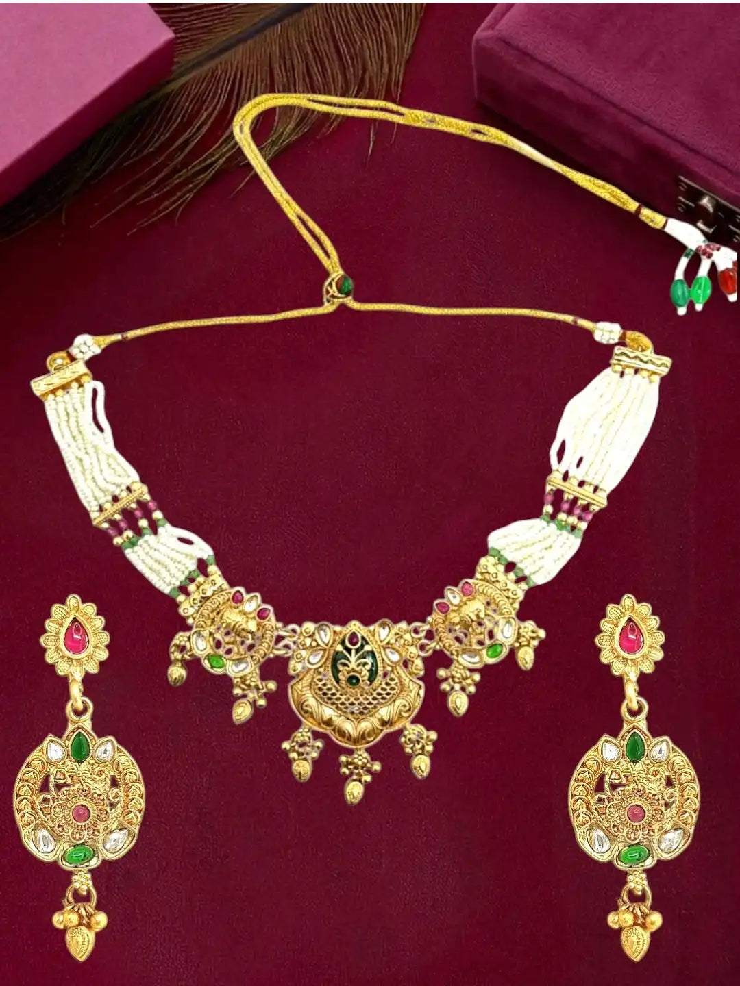 Ornate Elephant Heritage Bridal Choker Set