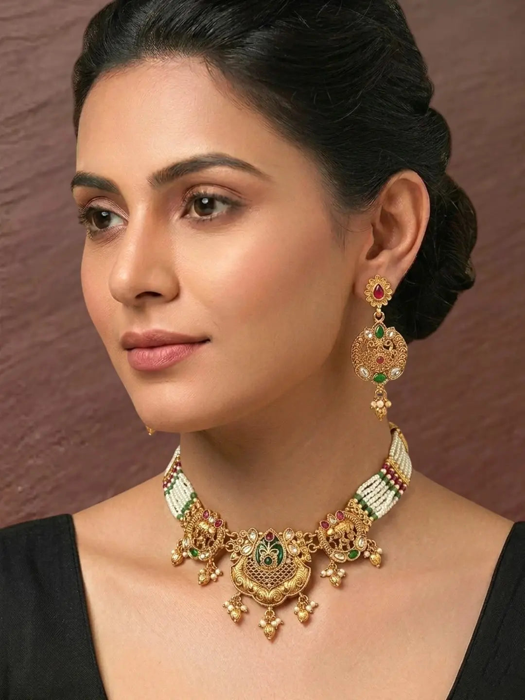 Ornate Elephant Heritage Bridal Choker Set