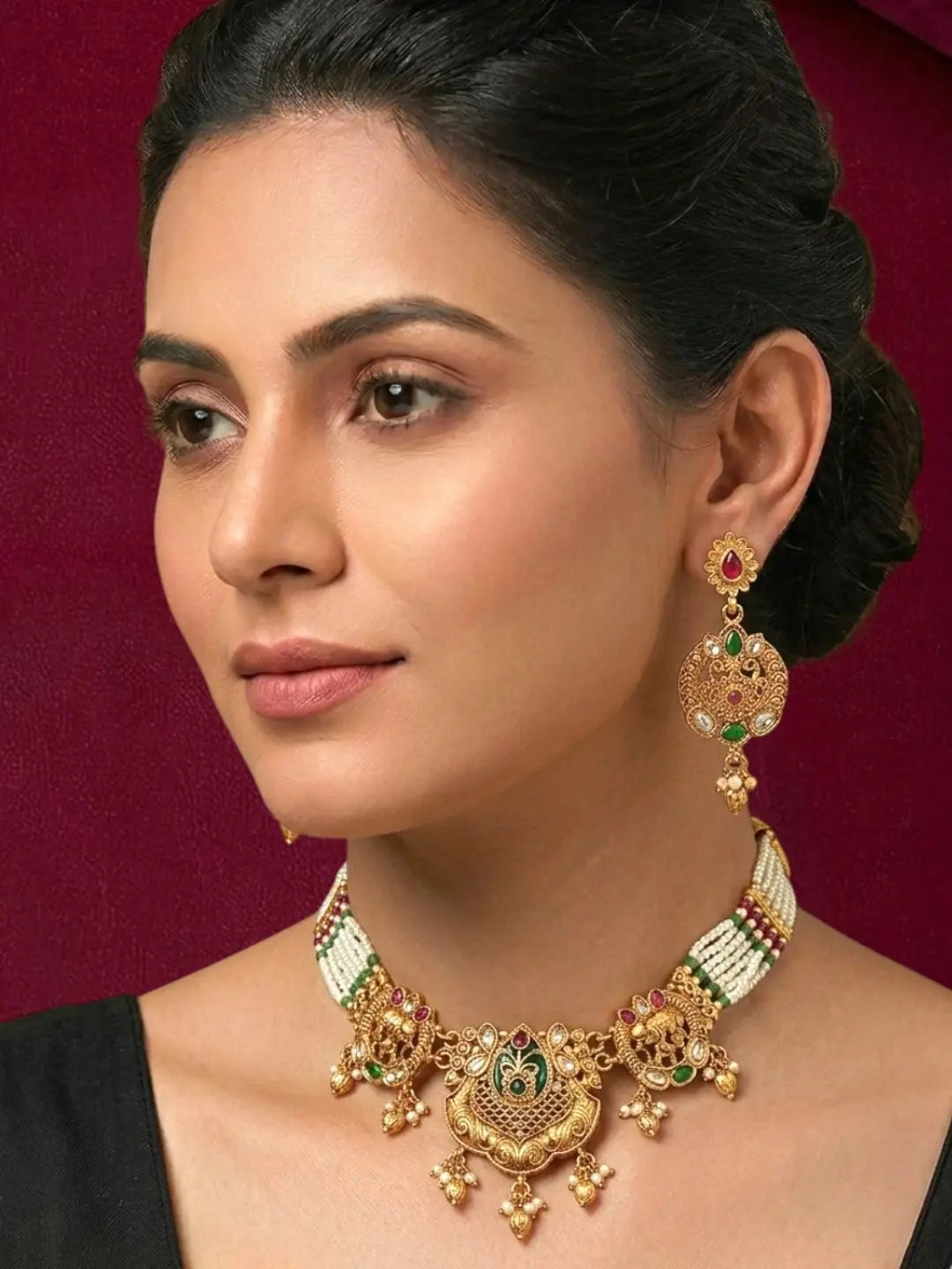 Ornate Elephant Heritage Bridal Choker Set