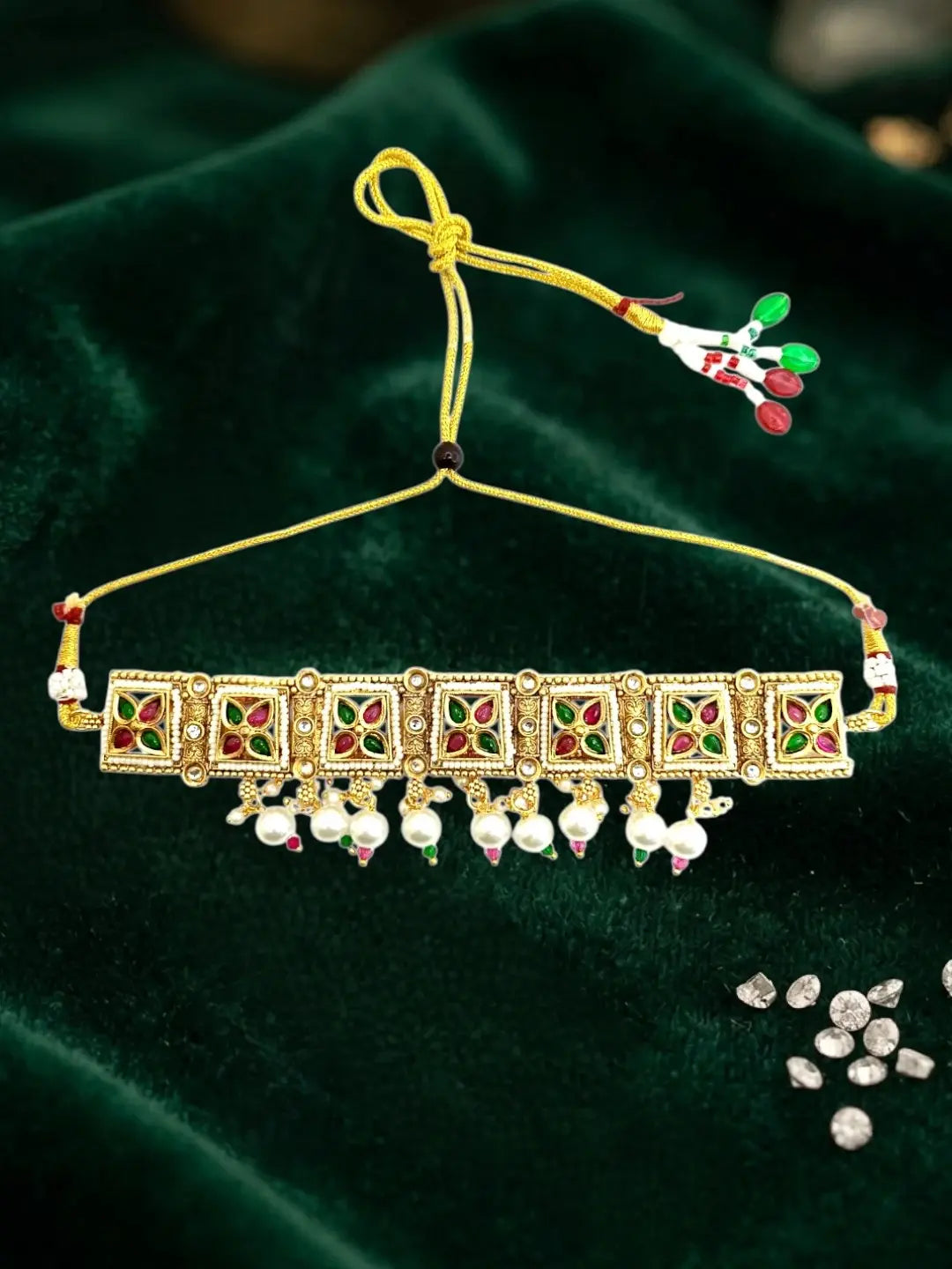 Gold Plated Kundan Rajasthani Choker Necklace Set