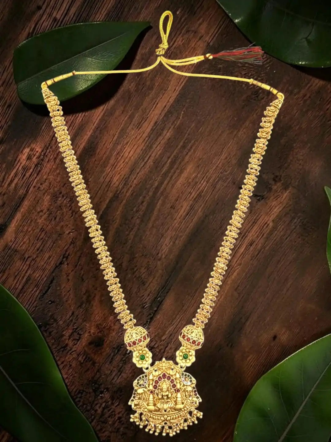 Gold Plated Temple Long Necklace Set