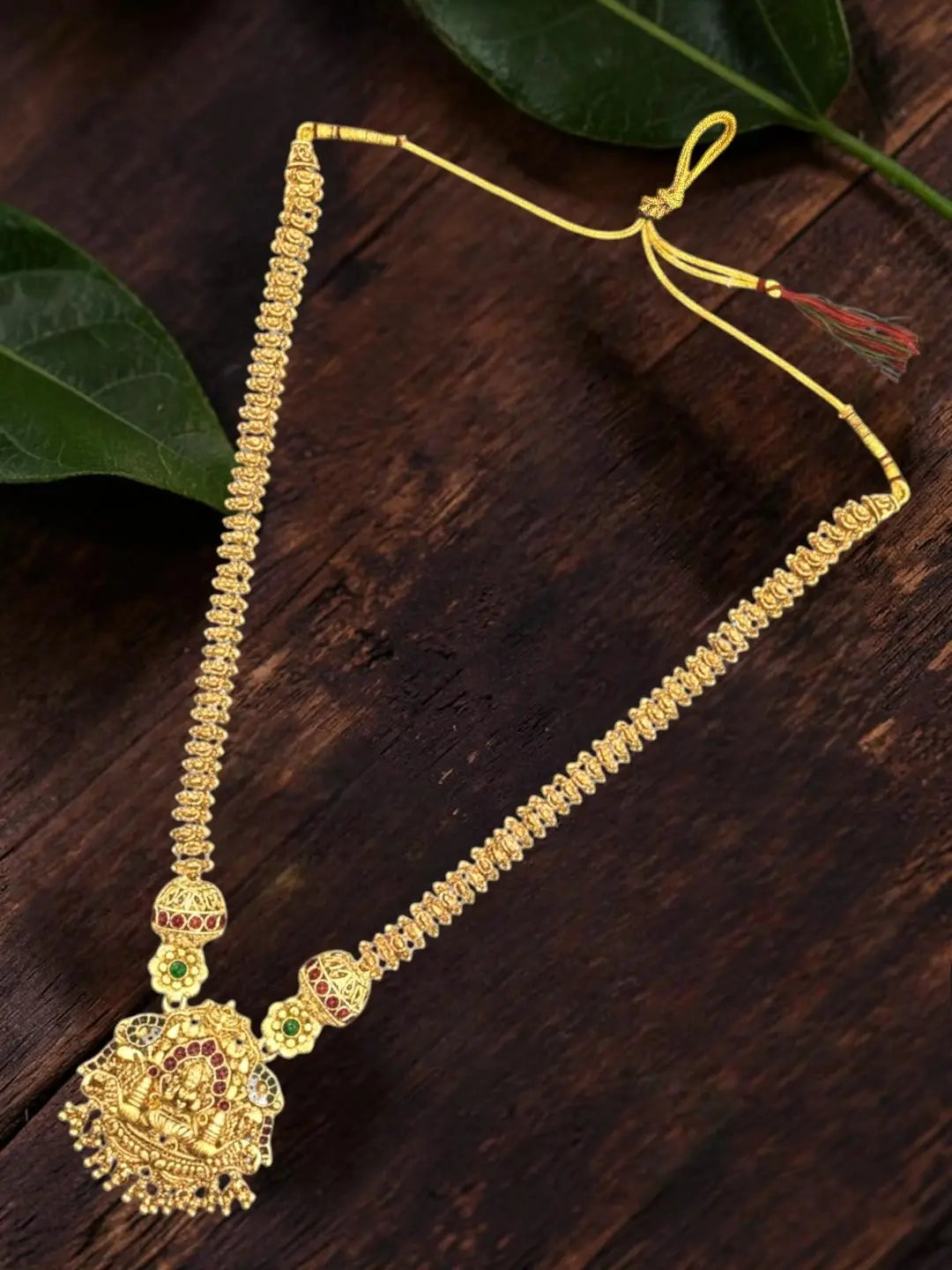 Gold Plated Temple Long Necklace Set
