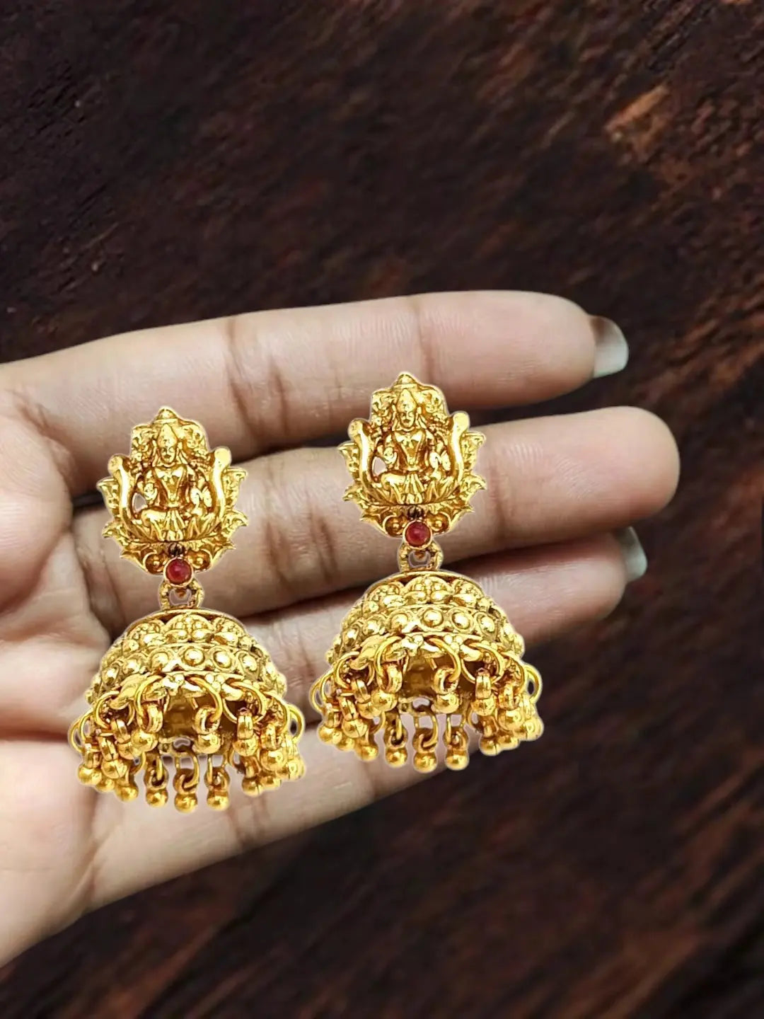 Gold Plated Temple Long Necklace Set