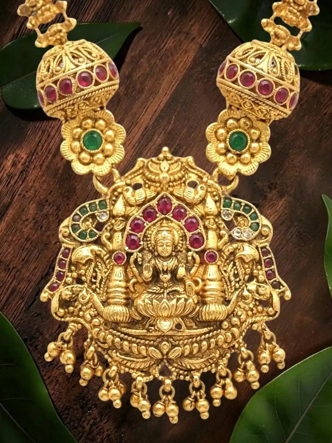 Gold Plated Temple Long Necklace Set