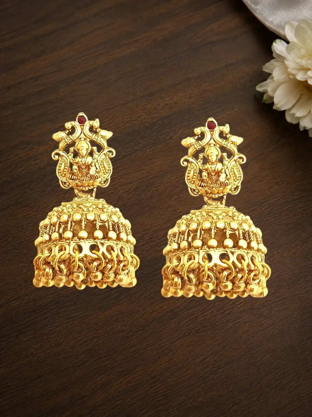 Gold Plated Temple Style Long Necklace Set