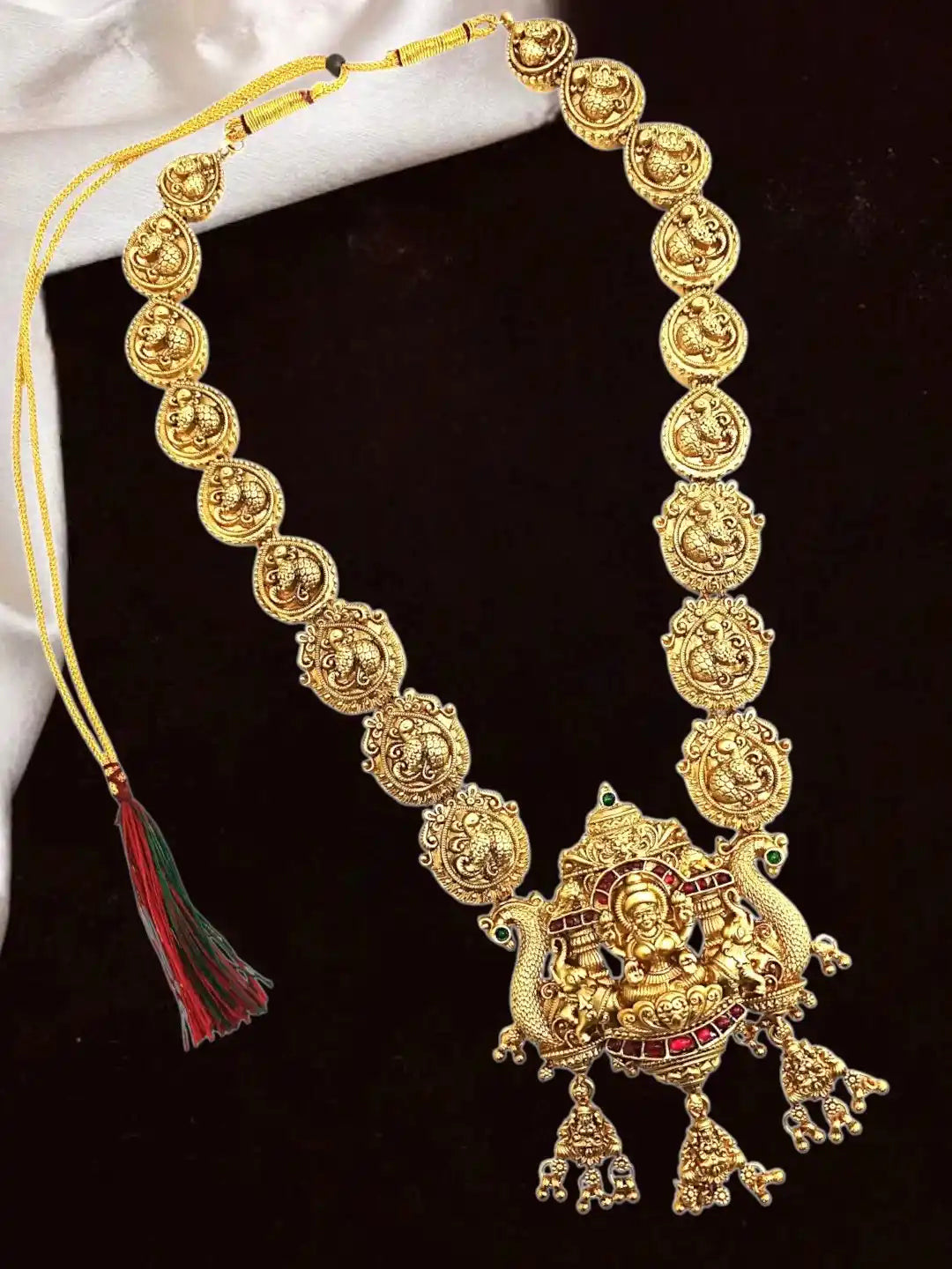 Gold Plated Temple Style Long Necklace Set