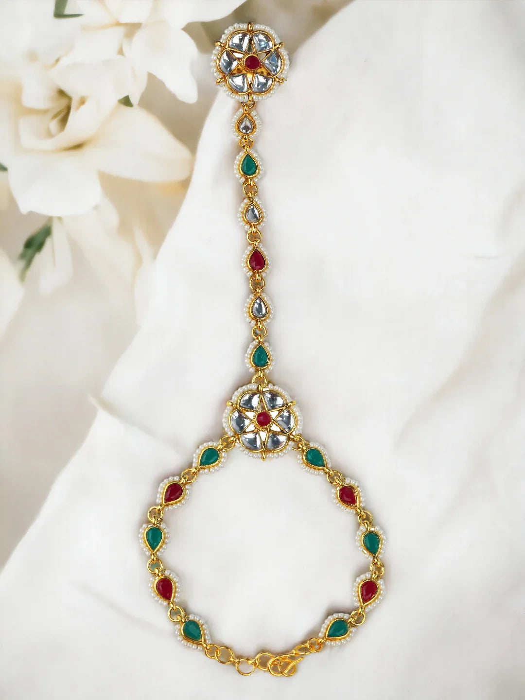 Kundan Beads Haathphool Bracelet