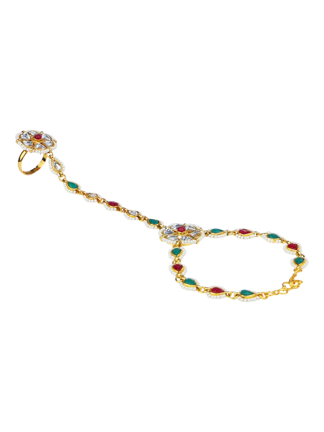 Kundan Beads Haathphool Bracelet