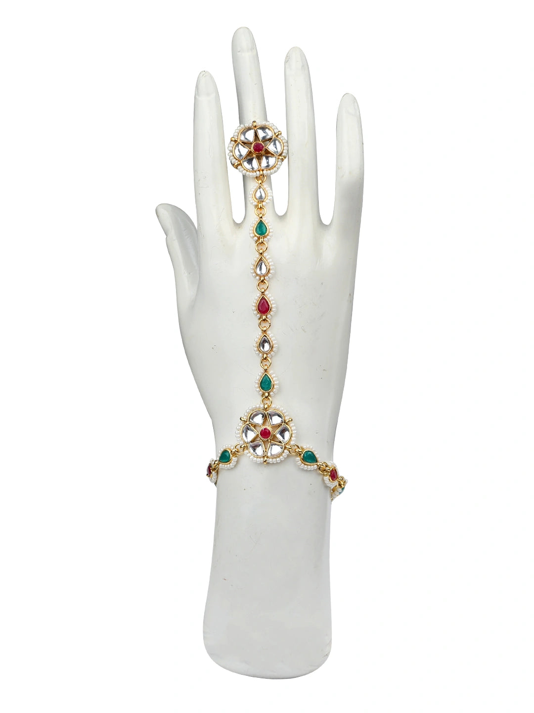 Kundan Beads Haathphool Bracelet