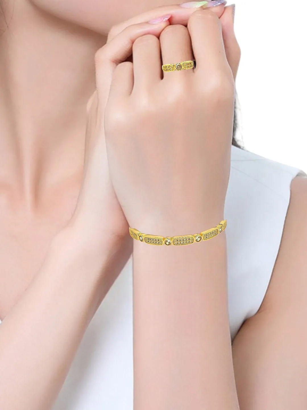 Women Golden Stone Studded Bracelet