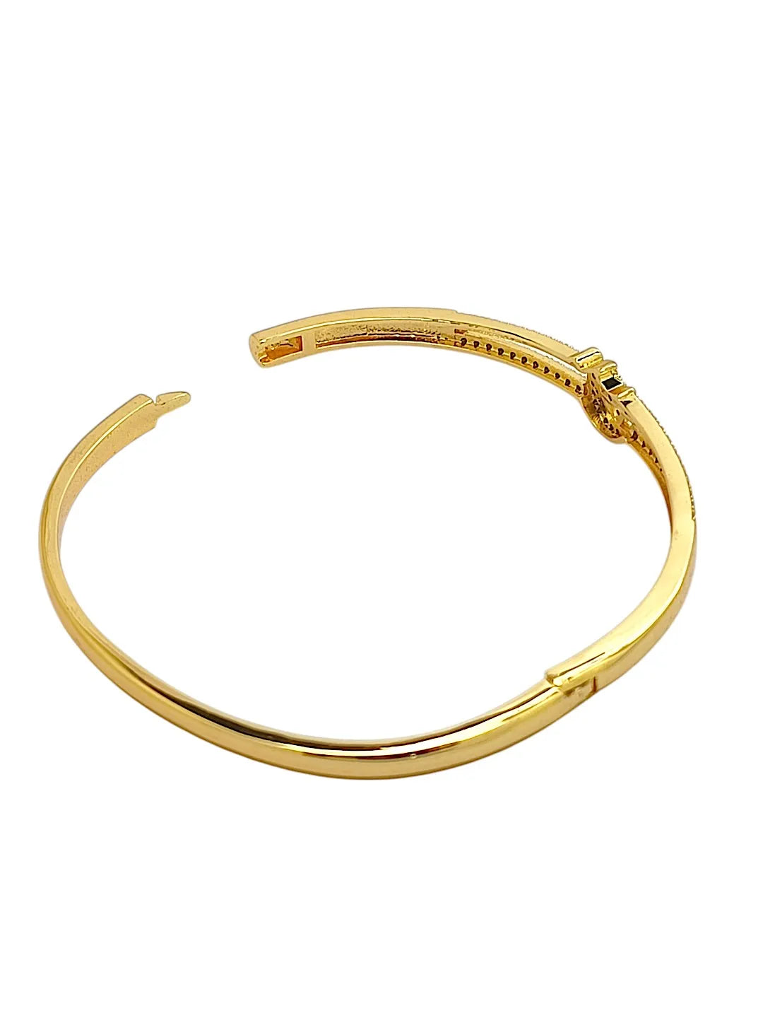 Women 2 Cubic Zirconia Handcrafted Gold Plated Kada Bracelet