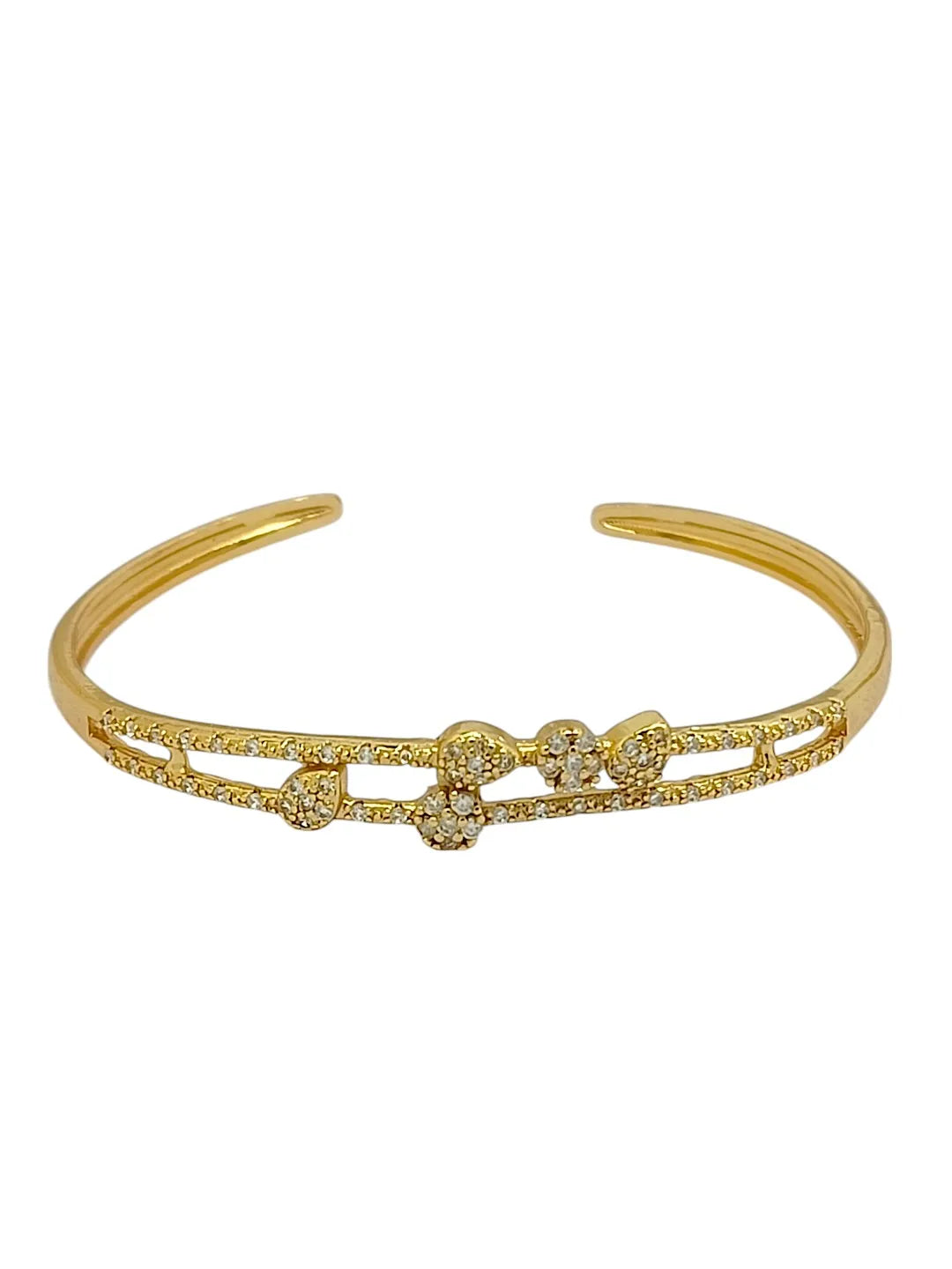 Gold Plated Cuff Bracelet With finger Ring