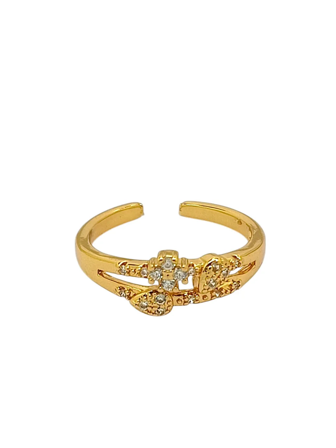 Gold Plated Cuff Bracelet With finger Ring