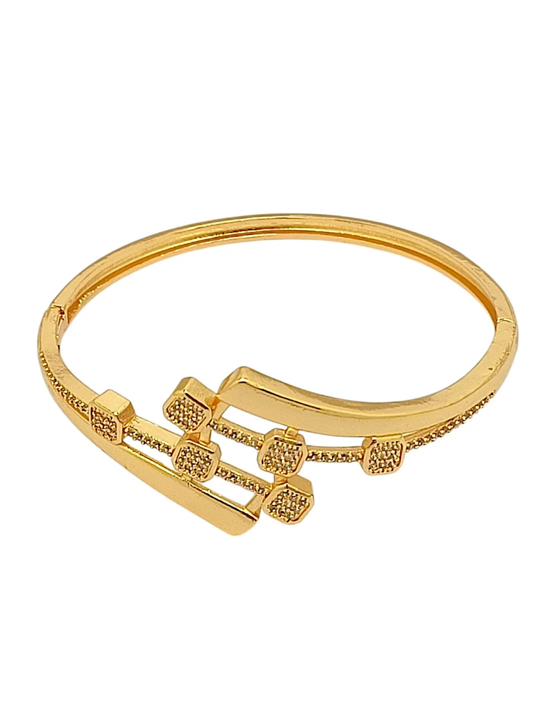 Women Cubic Zirconia Gold Plated Kada Bracelet