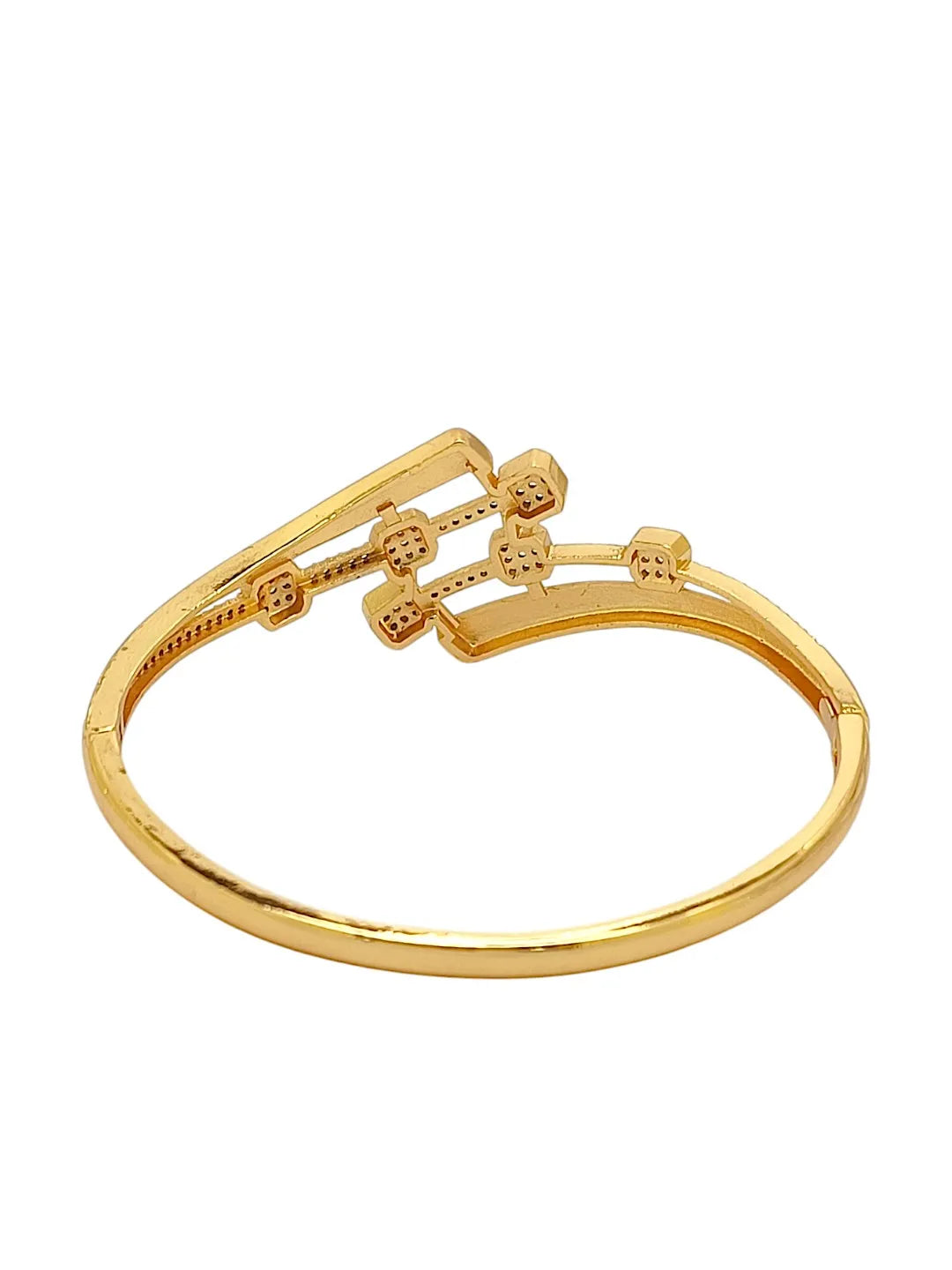 Women Cubic Zirconia Gold Plated Kada Bracelet