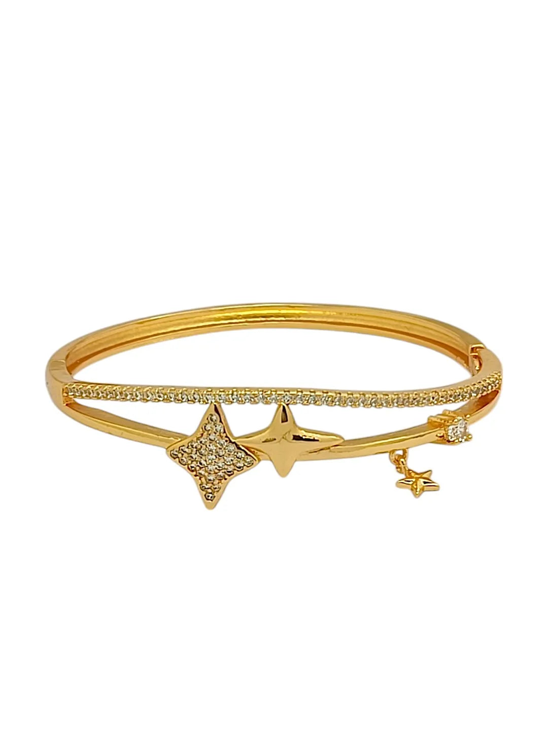 Women Cubic Zirconia Star Gold Plated Kada Bracelet