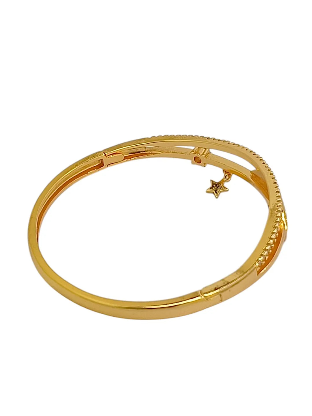 Women Cubic Zirconia Star Gold Plated Kada Bracelet