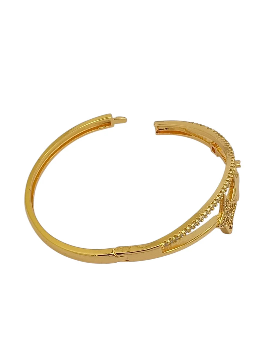 Women Cubic Zirconia Star Gold Plated Kada Bracelet