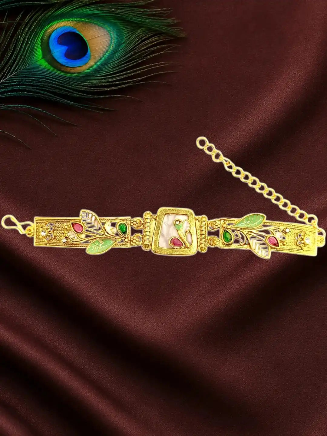 Gold Plated Floral Heritage Design Adjustable Bracelet