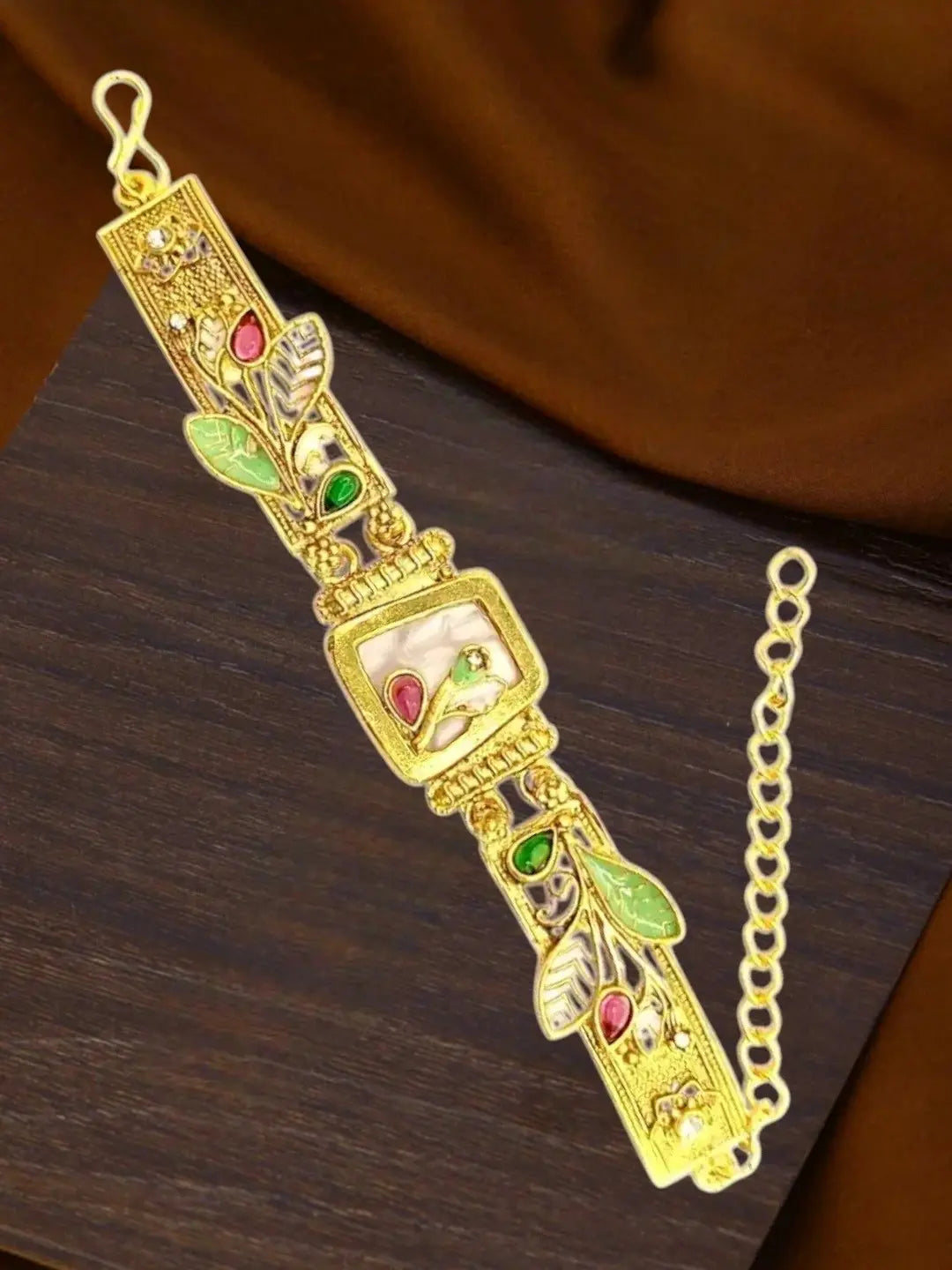 Gold Plated Floral Heritage Design Adjustable Bracelet