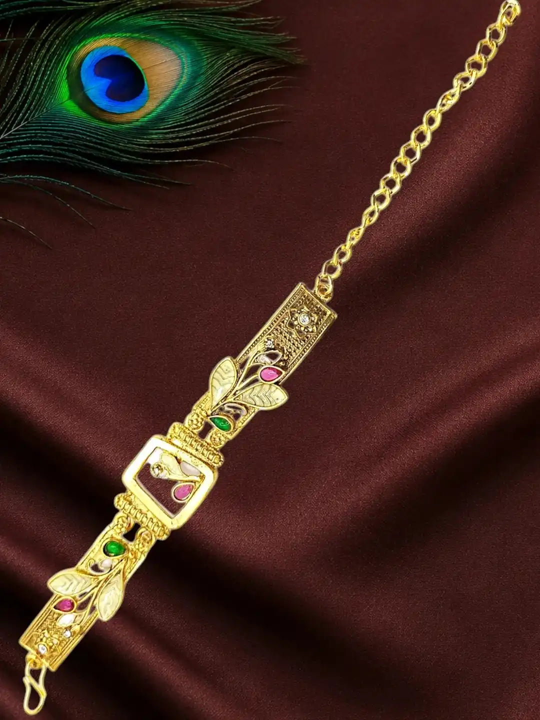 Gold Plated Floral Heritage Design Adjustable Bracelet