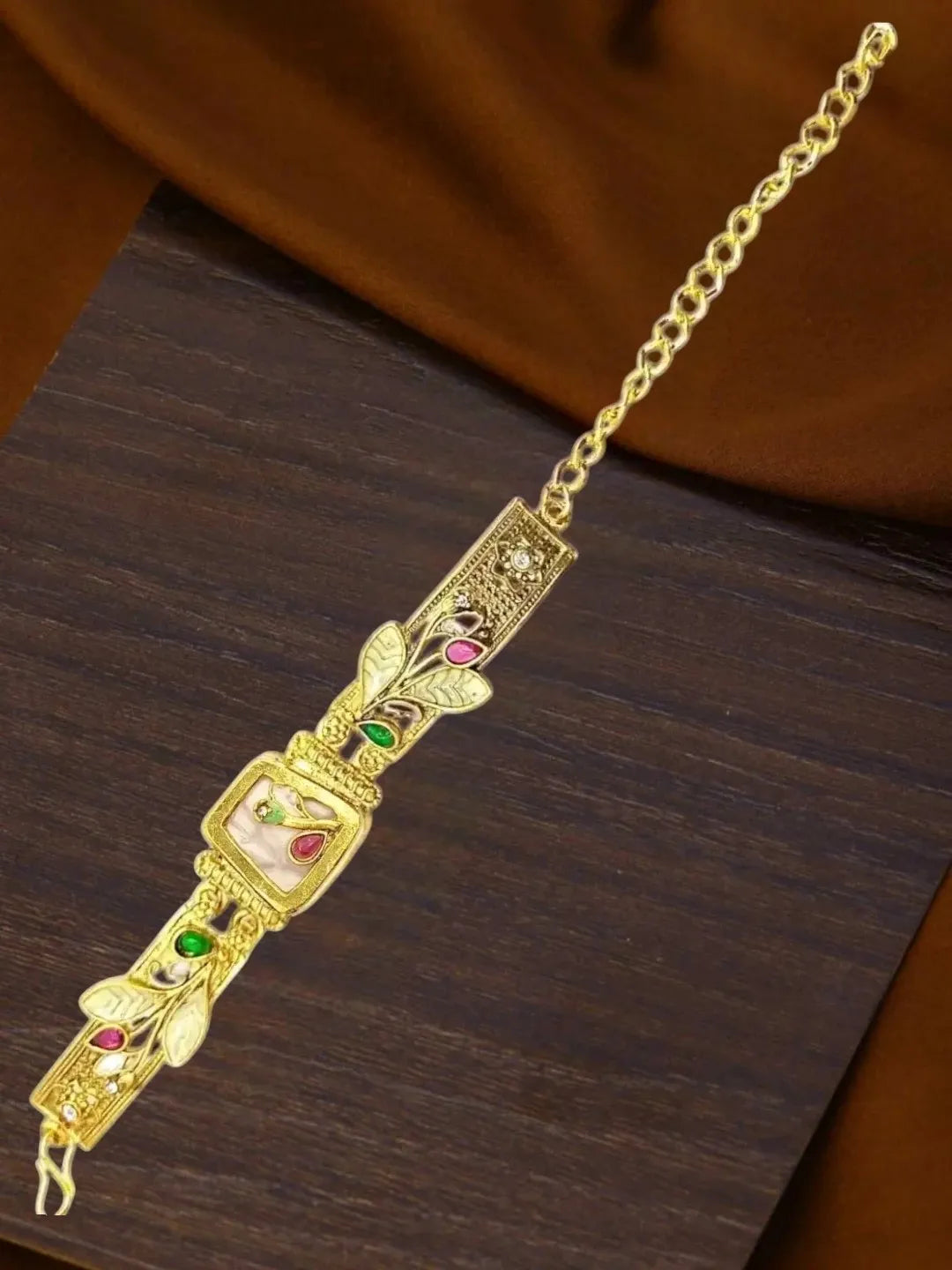 Gold Plated Floral Heritage Design Adjustable Bracelet