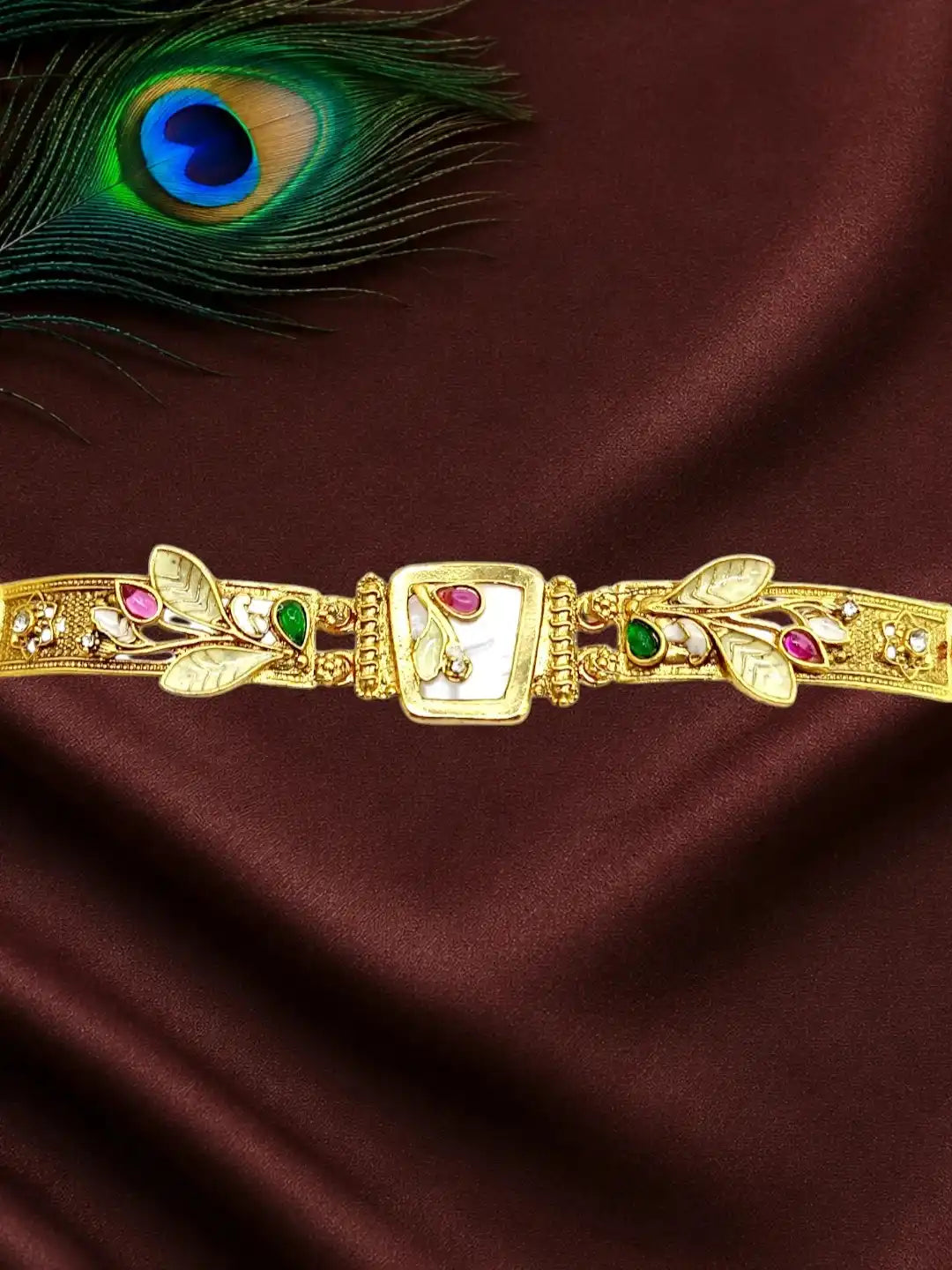 Gold Plated Floral Heritage Design Adjustable Bracelet
