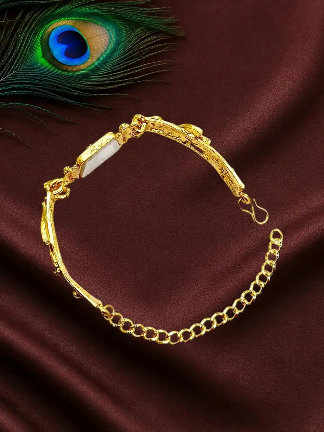 Gold Plated Floral Heritage Design Adjustable Bracelet