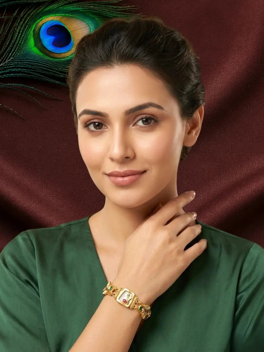 Gold Plated Floral Heritage Design Adjustable Bracelet
