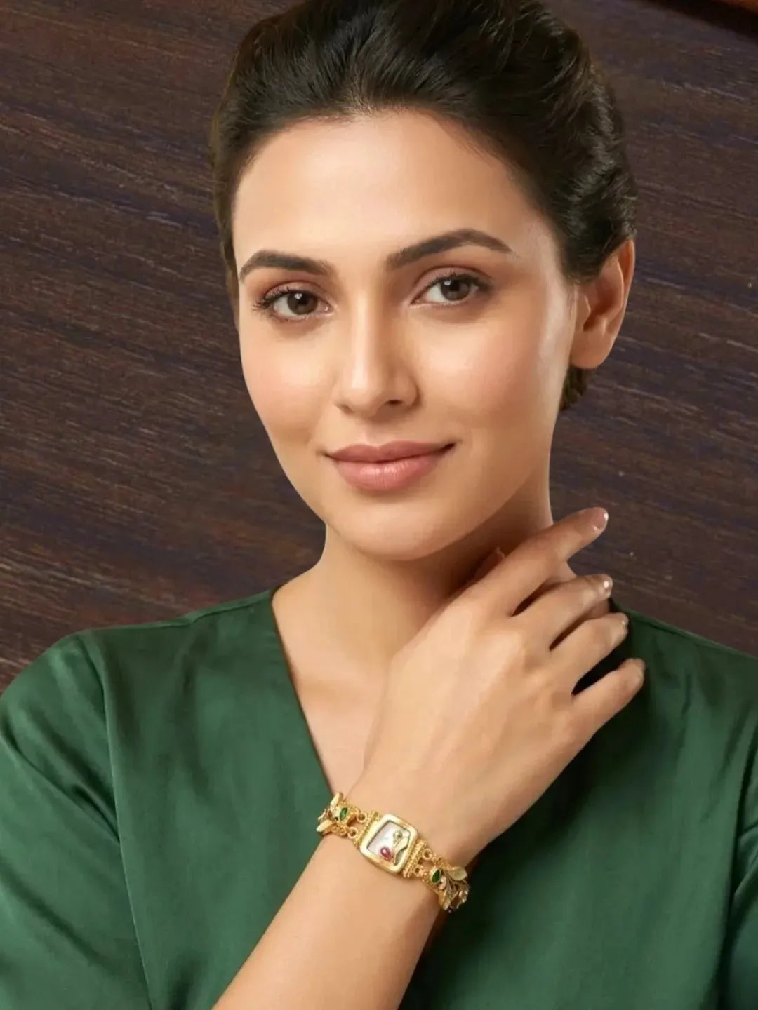 Gold Plated Floral Heritage Design Adjustable Bracelet