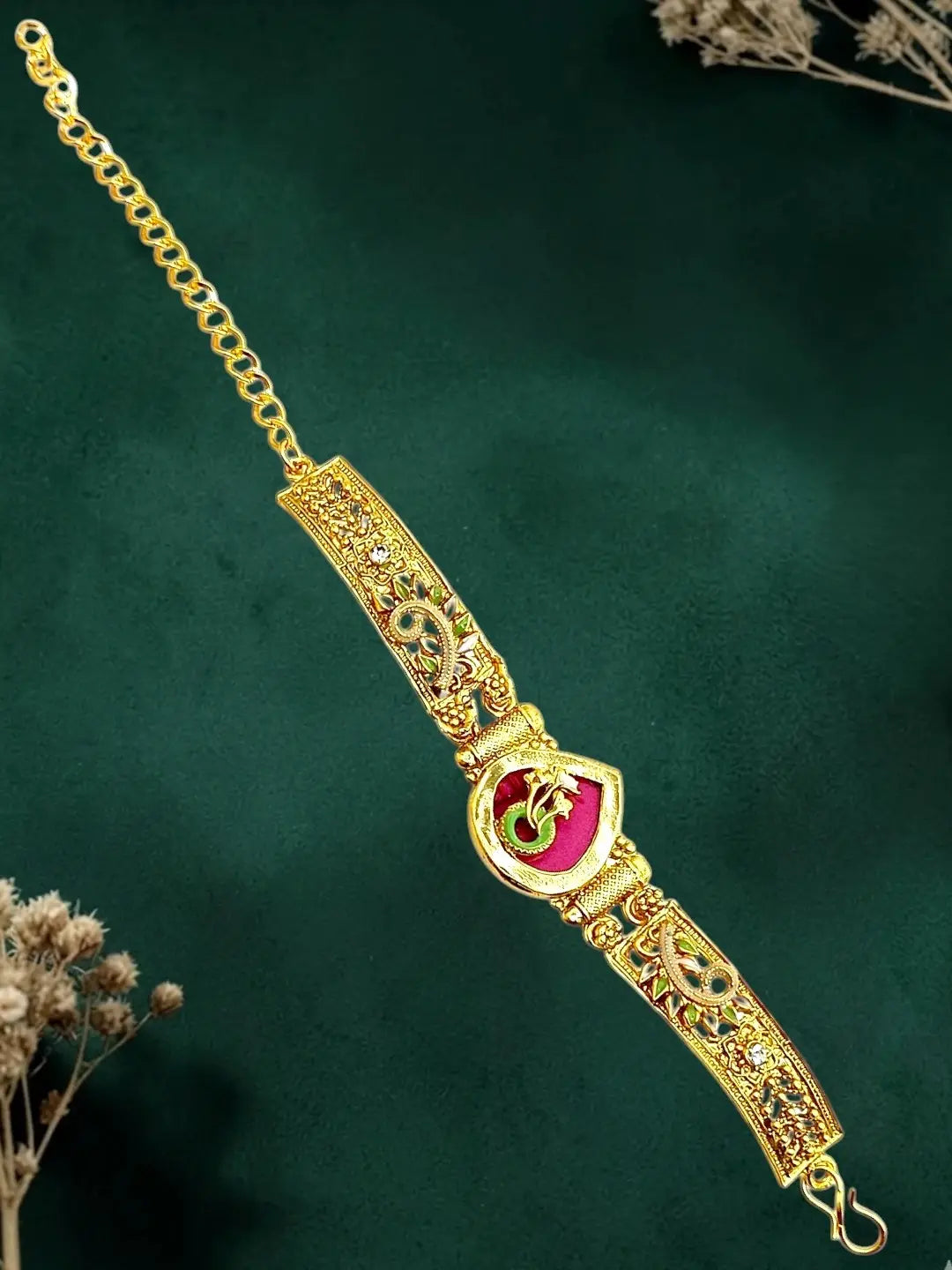 Gold Plated Heritage Drop Design Adjustable Bracelet