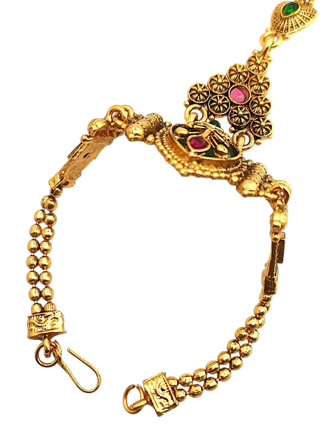 Set Of 2 Heritage Design Adjustable Hathphool Ring Bracelet