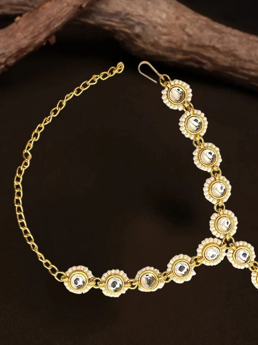 Gold-Plated Stone-Studded Motifs Ring Bracelet Women