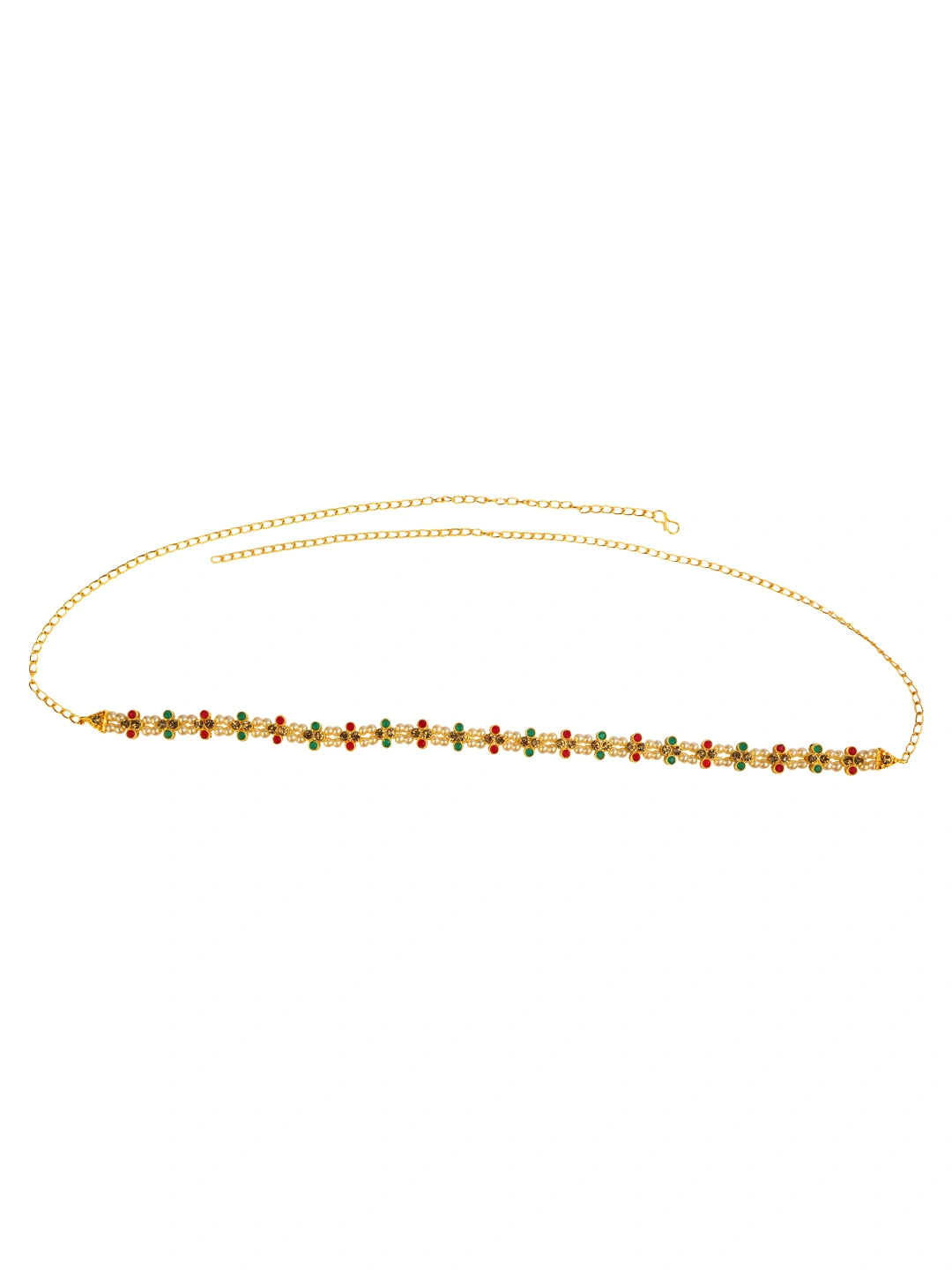 Double Line Pearl Cz Gold Plated Waist Belly Belt