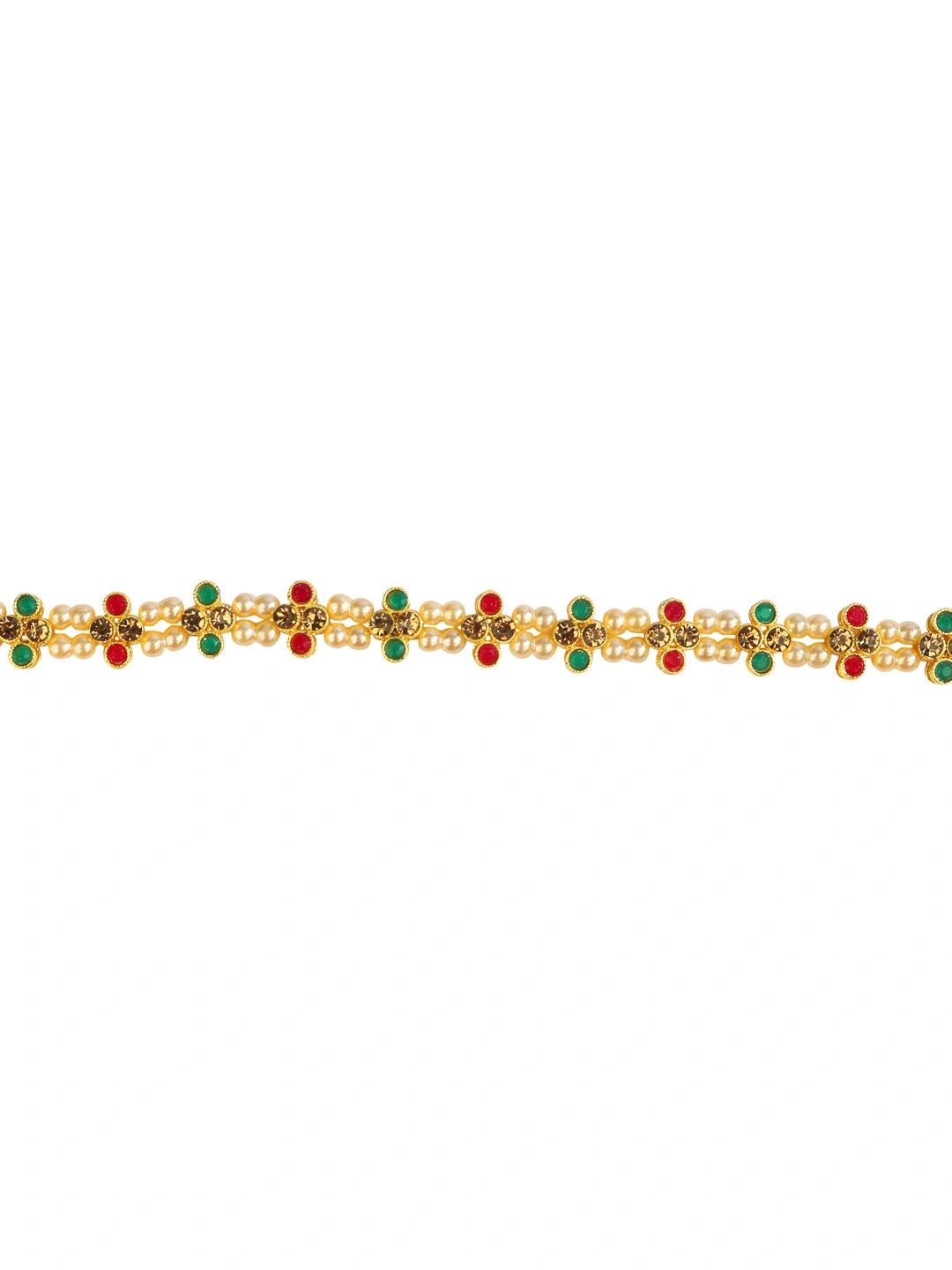 Double Line Pearl Cz Gold Plated Waist Belly Belt