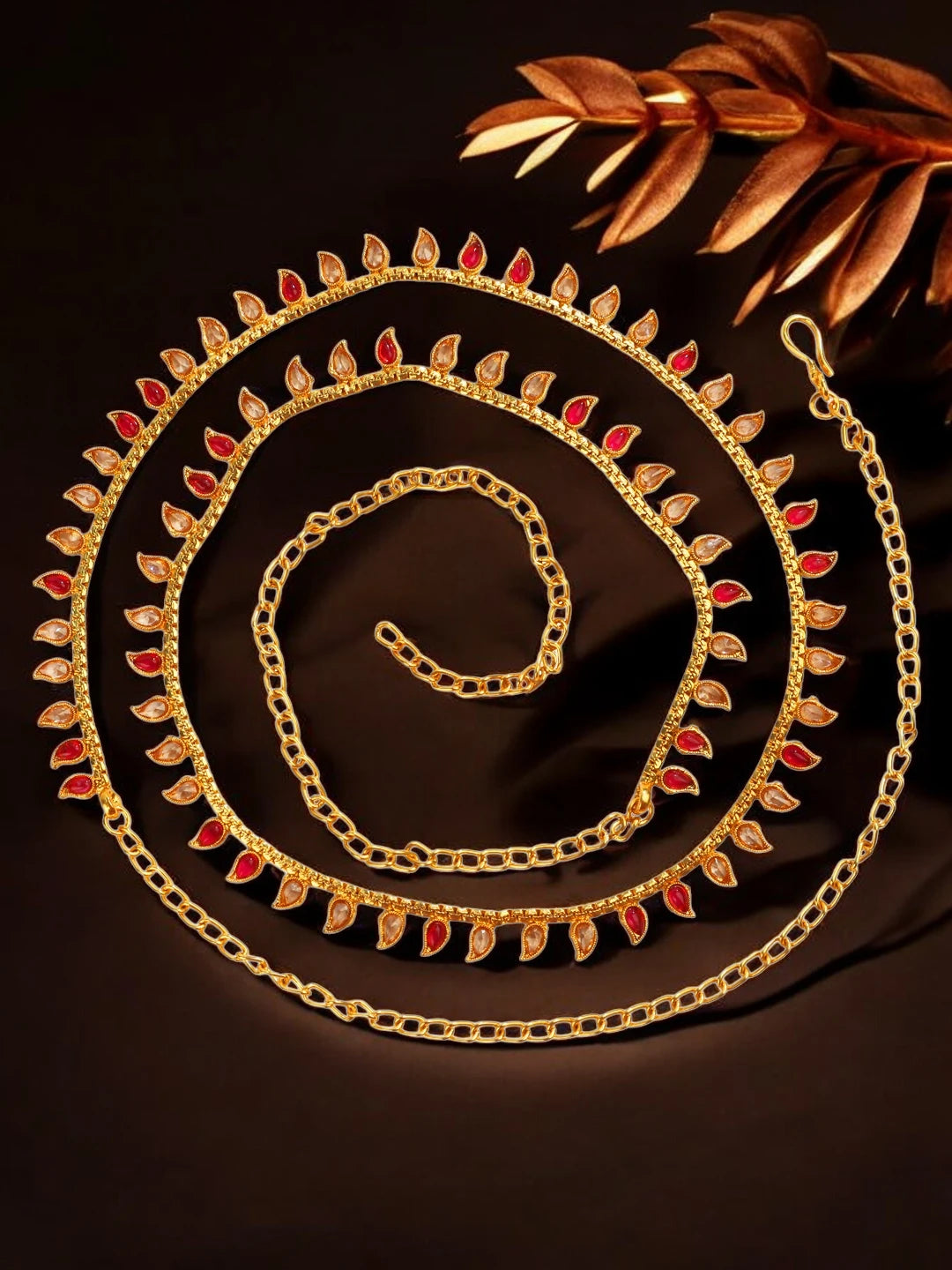 Copper Gold Plated Leaf Design Waist Belt