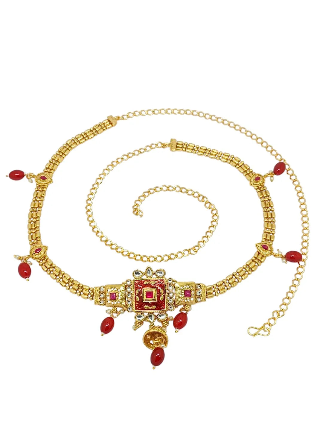 Red Stones Studded Waist Chain