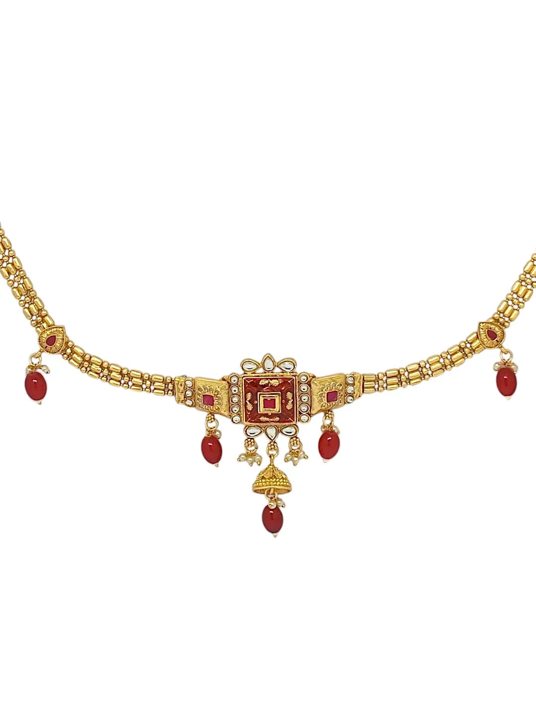 Red Stones Studded Waist Chain