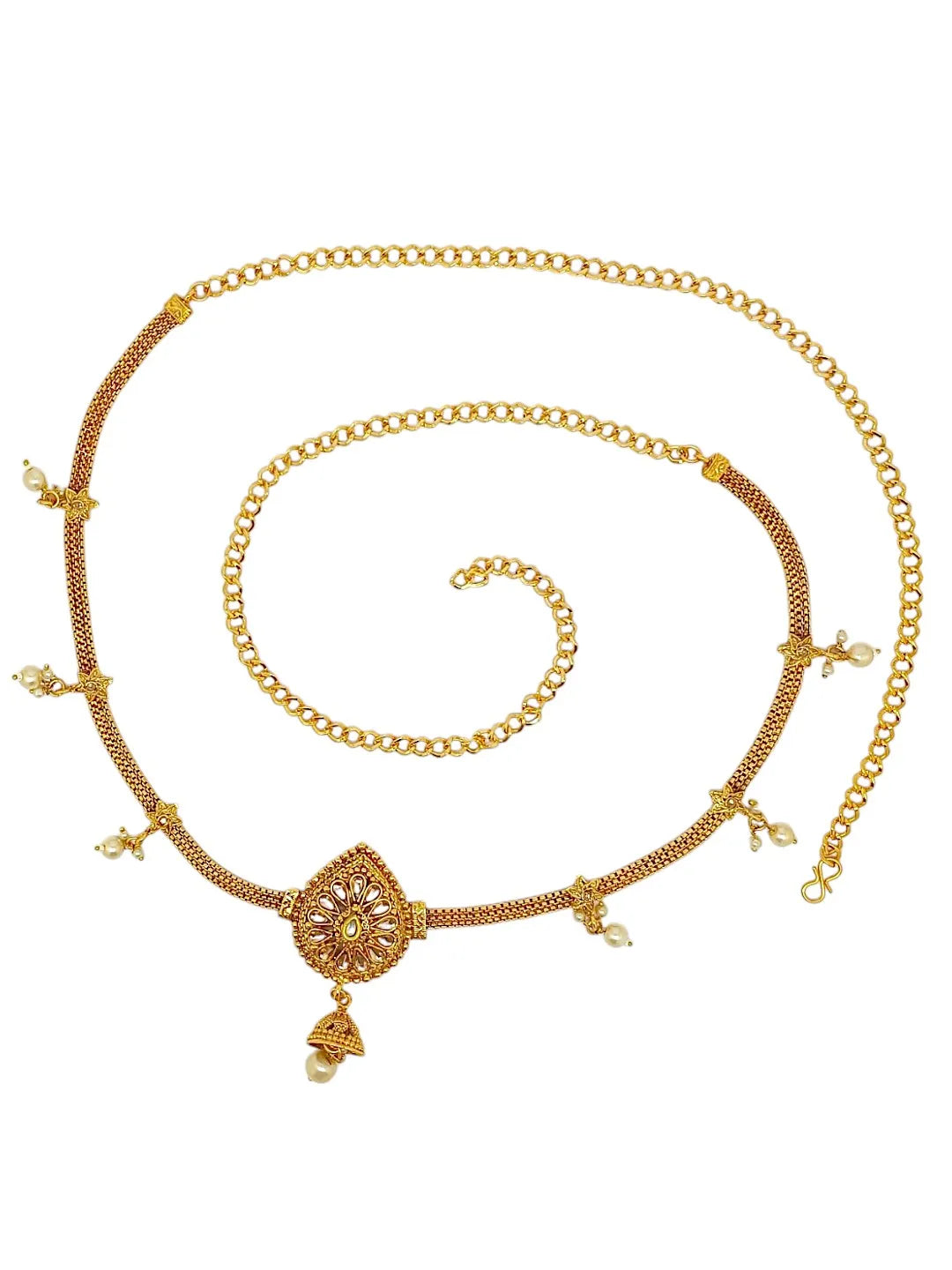 Kundan Studded Drop Shaped Waist Chain