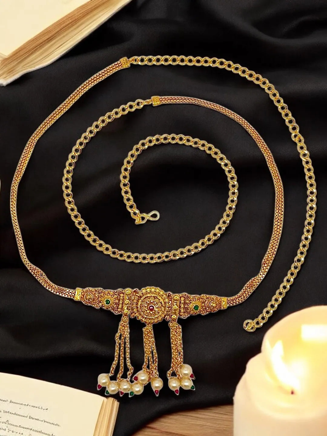 Artificial Stones Studded Waist Chain Saree Accessories
