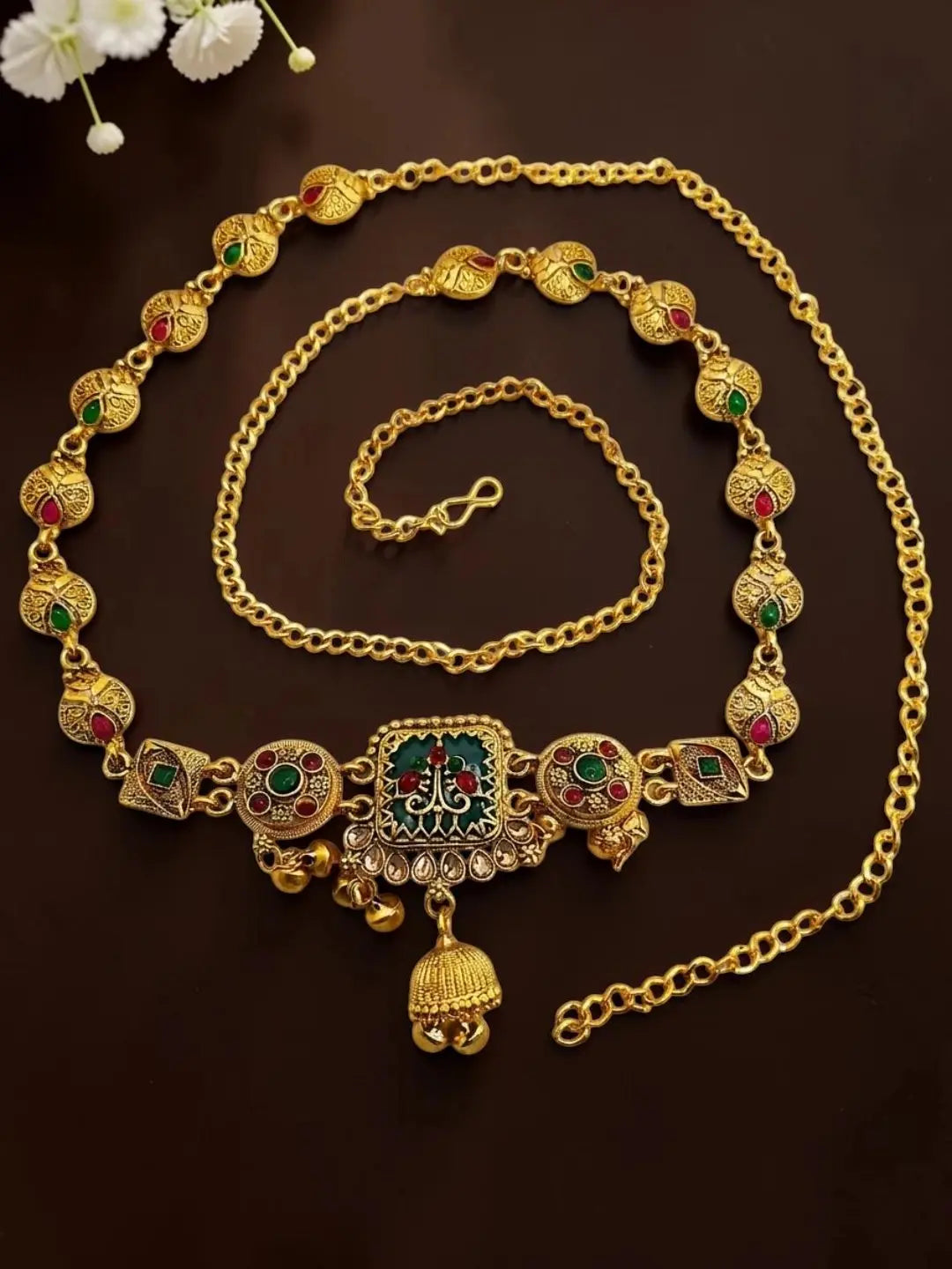 Gold Plated Heritage Enamel Waist Chain Kamarbandh