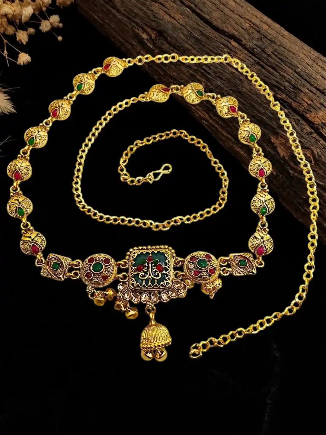Gold Plated Heritage Enamel Waist Chain Kamarbandh