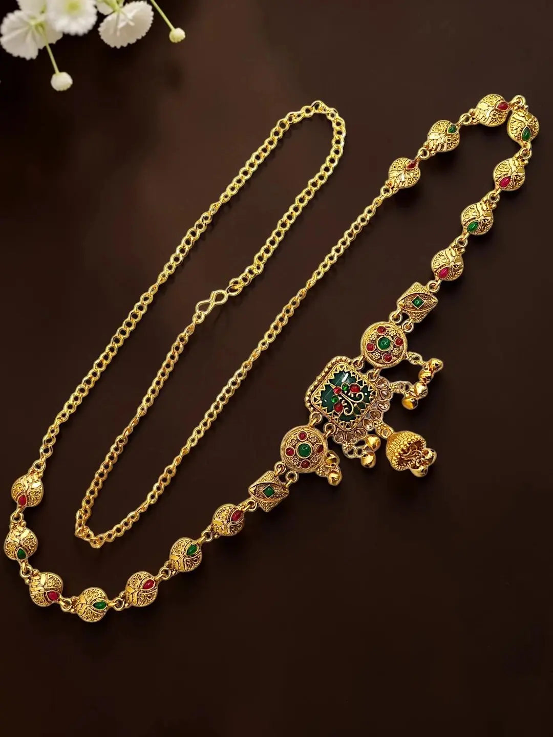 Gold Plated Heritage Enamel Waist Chain Kamarbandh