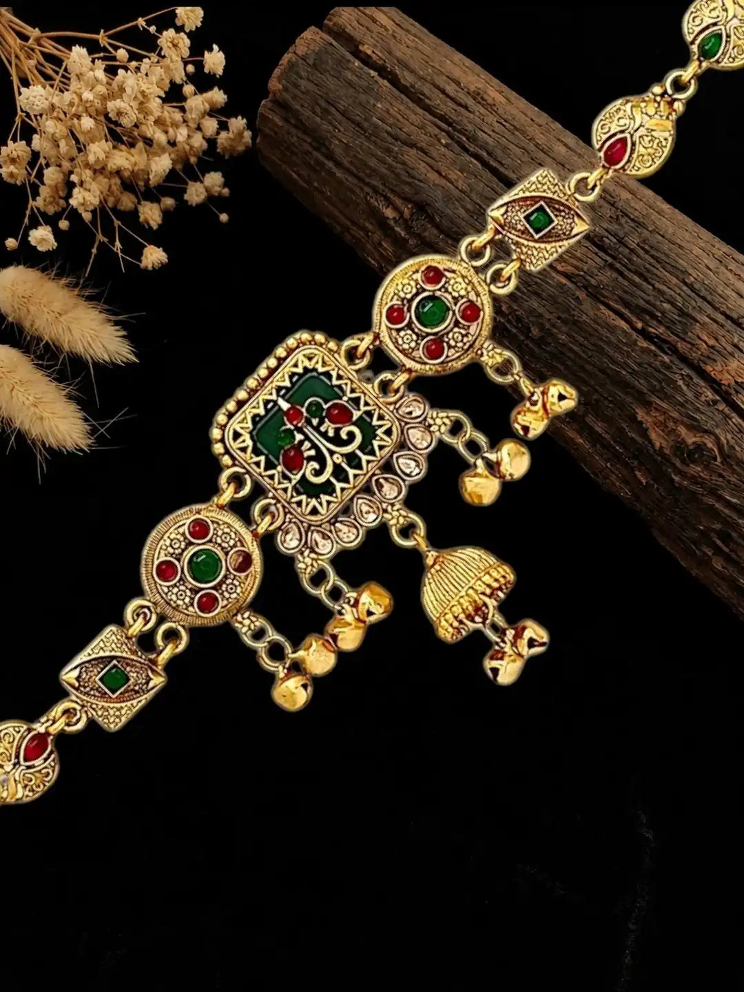Gold Plated Heritage Enamel Waist Chain Kamarbandh