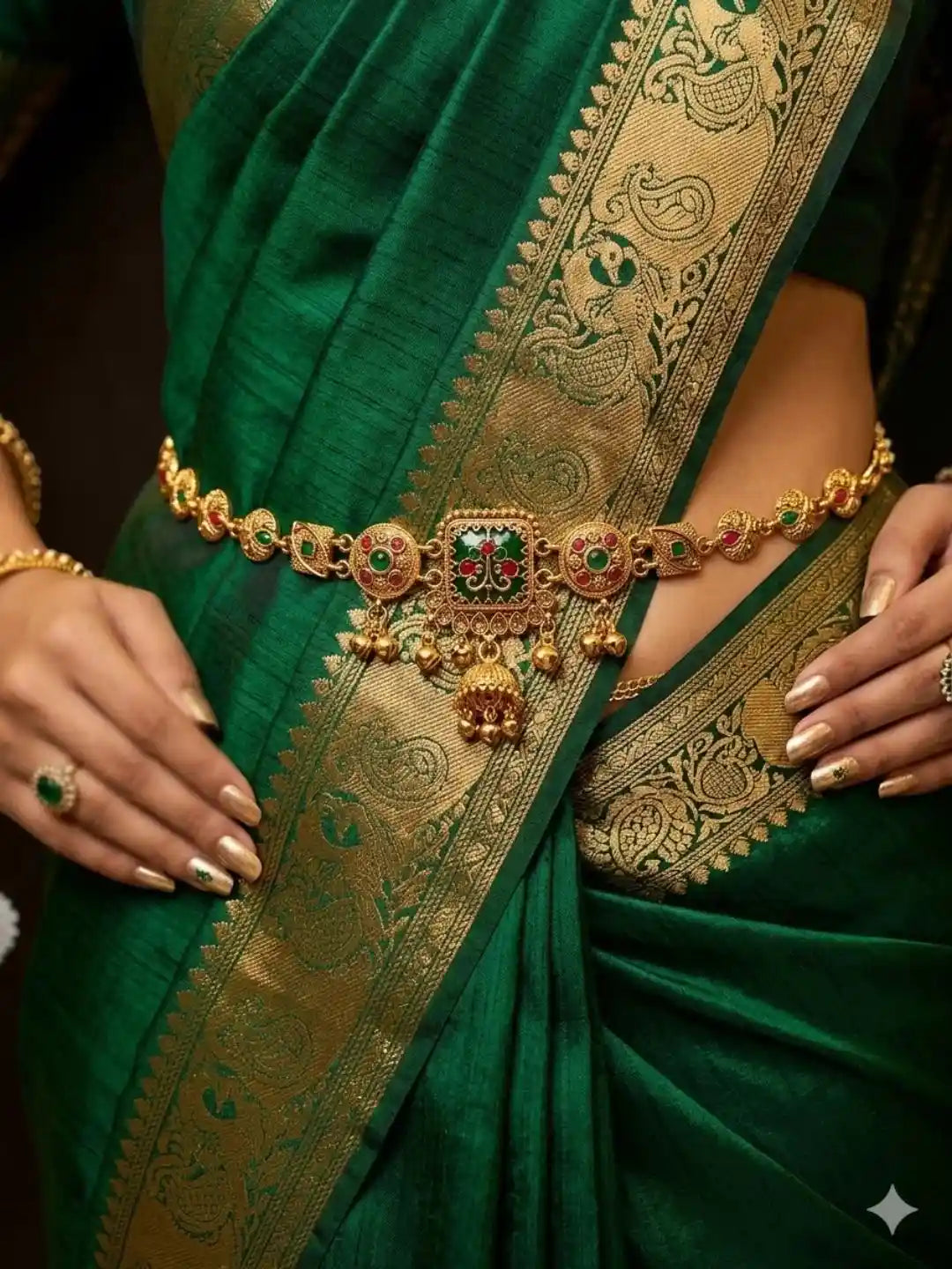 Gold Plated Heritage Enamel Waist Chain Kamarbandh
