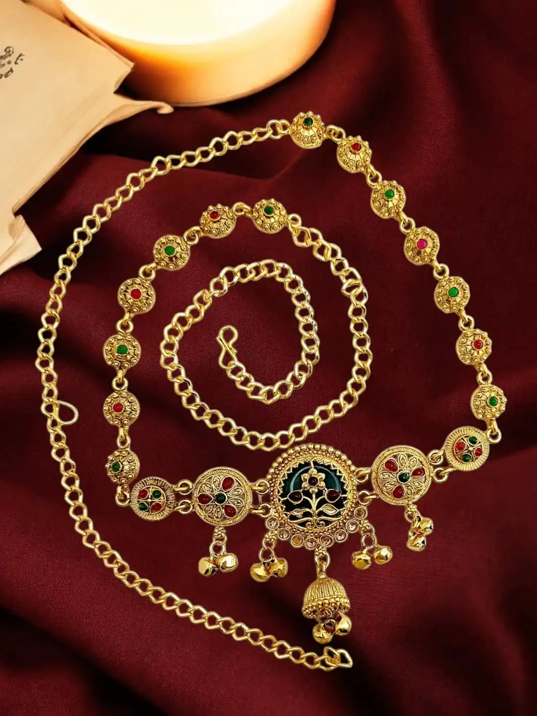 Gold Plated Heritage Meenakari Waist Chain Kamarbandh